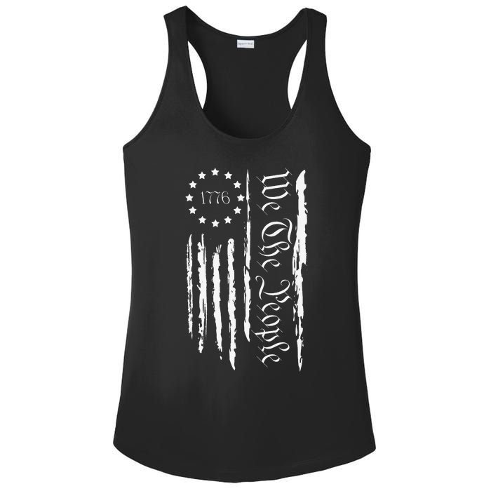 4th of July 1776 Patriotic  USA Flag Ladies PosiCharge Competitor Racerback Tank