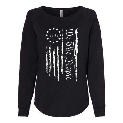 4th of July 1776 Patriotic  USA Flag Womens California Wash Sweatshirt