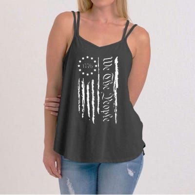 4th of July 1776 Patriotic  USA Flag Women's Strappy Tank