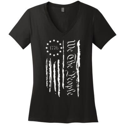 4th of July 1776 Patriotic  USA Flag Women's V-Neck T-Shirt