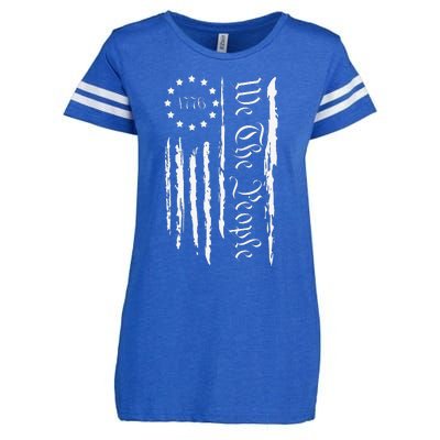 4th of July 1776 Patriotic  USA Flag Enza Ladies Jersey Football T-Shirt