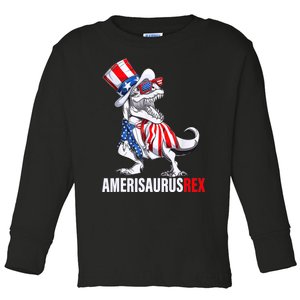 4th Of July T Rex Dinosaur Amerisaurus Rex Toddler Long Sleeve Shirt