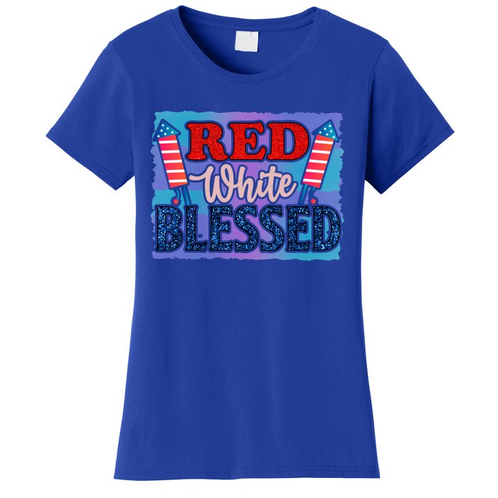 4th Of July Clothes And Accessories Red White Blessed Cute Gift Women's T-Shirt