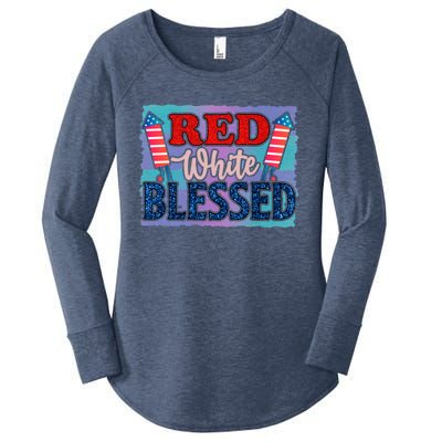 4th Of July Clothes And Accessories Red White Blessed Cute Gift Women's Perfect Tri Tunic Long Sleeve Shirt