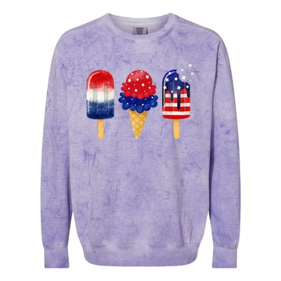 4th of July Popsicle American Flag Patriotic Summer Colorblast Crewneck Sweatshirt