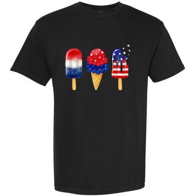 4th of July Popsicle American Flag Patriotic Summer Garment-Dyed Heavyweight T-Shirt