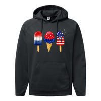 4th of July Popsicle American Flag Patriotic Summer Performance Fleece Hoodie