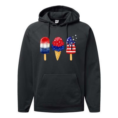 4th of July Popsicle American Flag Patriotic Summer Performance Fleece Hoodie