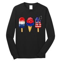 4th of July Popsicle American Flag Patriotic Summer Long Sleeve Shirt