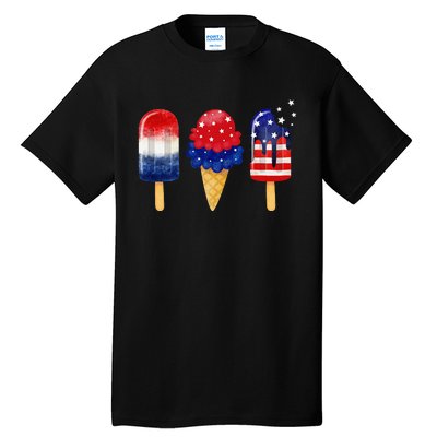 4th of July Popsicle American Flag Patriotic Summer Tall T-Shirt