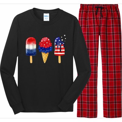 4th of July Popsicle American Flag Patriotic Summer Long Sleeve Pajama Set