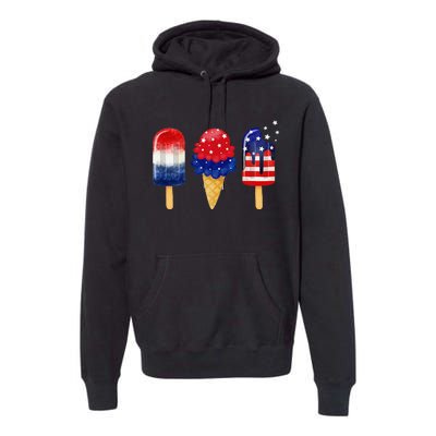 4th of July Popsicle American Flag Patriotic Summer Premium Hoodie