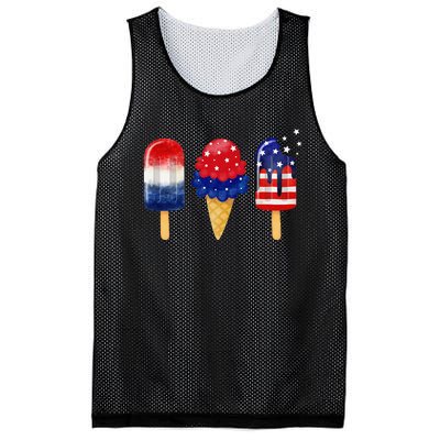 4th of July Popsicle American Flag Patriotic Summer Mesh Reversible Basketball Jersey Tank