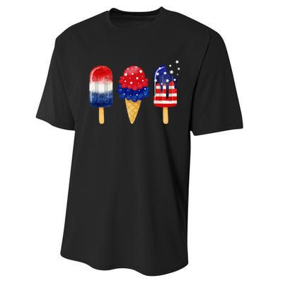 4th of July Popsicle American Flag Patriotic Summer Performance Sprint T-Shirt