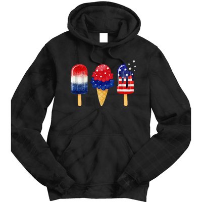 4th of July Popsicle American Flag Patriotic Summer Tie Dye Hoodie