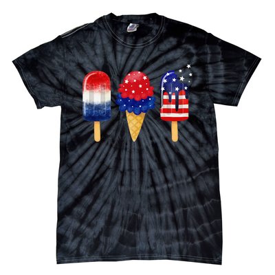 4th of July Popsicle American Flag Patriotic Summer Tie-Dye T-Shirt