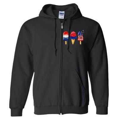 4th of July Popsicle American Flag Patriotic Summer Full Zip Hoodie