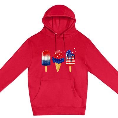 4th of July Popsicle American Flag Patriotic Summer Premium Pullover Hoodie