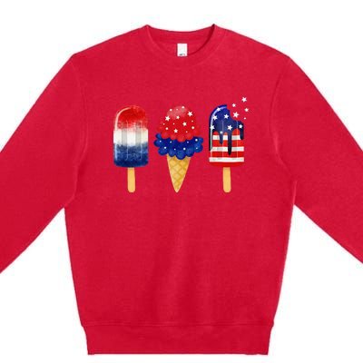 4th of July Popsicle American Flag Patriotic Summer Premium Crewneck Sweatshirt