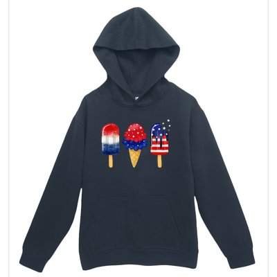 4th of July Popsicle American Flag Patriotic Summer Urban Pullover Hoodie