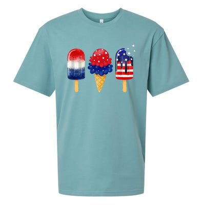 4th of July Popsicle American Flag Patriotic Summer Sueded Cloud Jersey T-Shirt