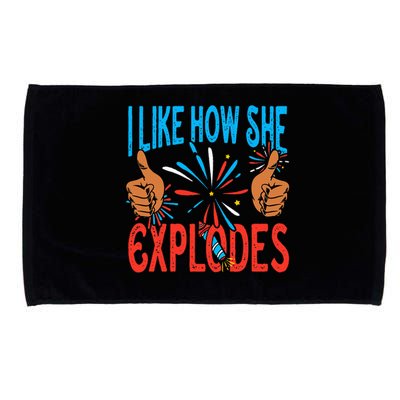 4th Of July I Like How He Bangs Explodes Fireworks Funny Couple Gift Microfiber Hand Towel