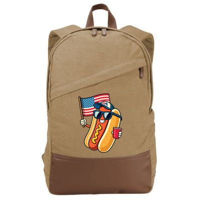 4th Of July Hotdog Funny Fourth Of July Patriotic Cotton Canvas Backpack