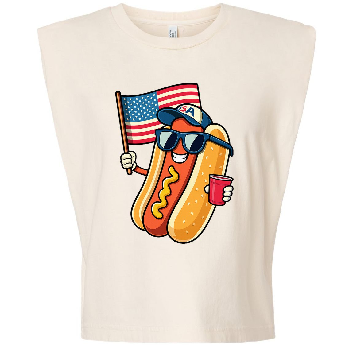 4th Of July Hotdog Funny Fourth Of July Patriotic Garment-Dyed Women's Muscle Tee