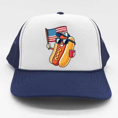 4th Of July Hotdog Funny Fourth Of July Patriotic Trucker Hat