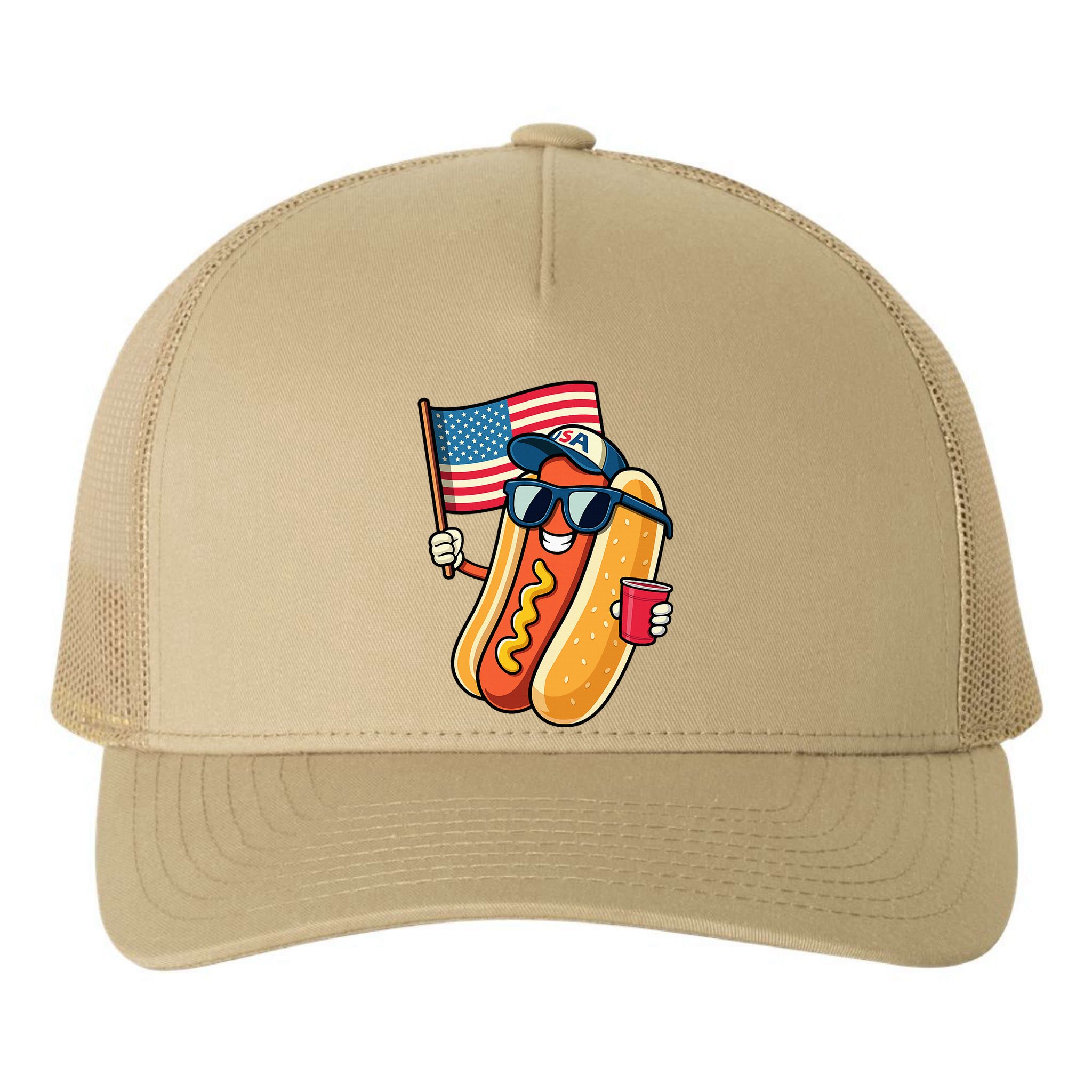 4th Of July Hotdog Funny Fourth Of July Patriotic Yupoong Adult 5-Panel Trucker Hat