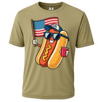 4th Of July Hotdog Funny Fourth Of July Patriotic Cooling Performance Crew T-Shirt