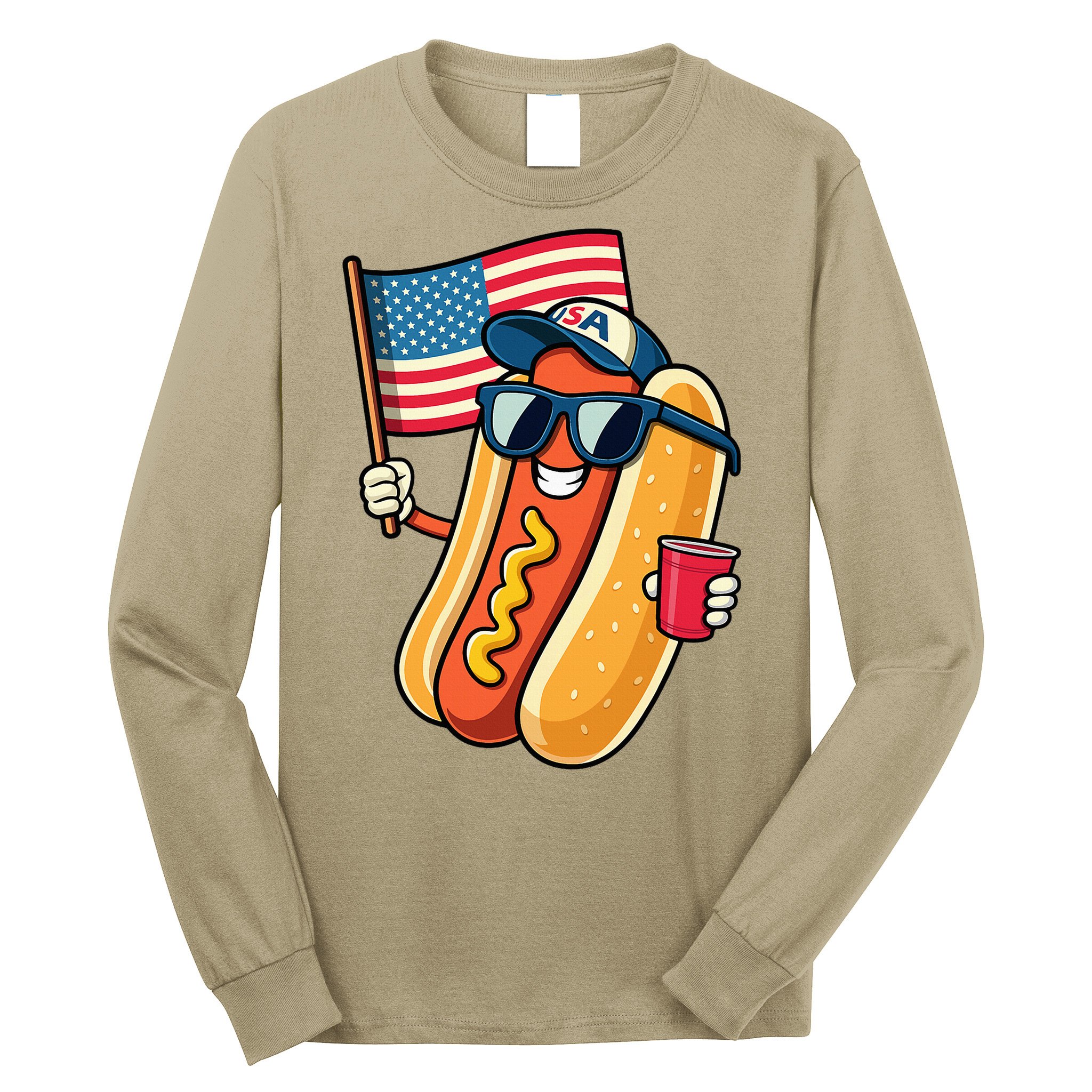 4th Of July Hotdog Funny Fourth Of July Patriotic Long Sleeve Shirt