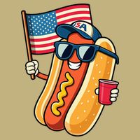 4th Of July Hotdog Funny Fourth Of July Patriotic Button