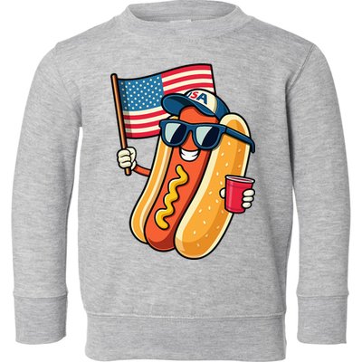 4th Of July Hotdog Funny Fourth Of July Patriotic Toddler Sweatshirt