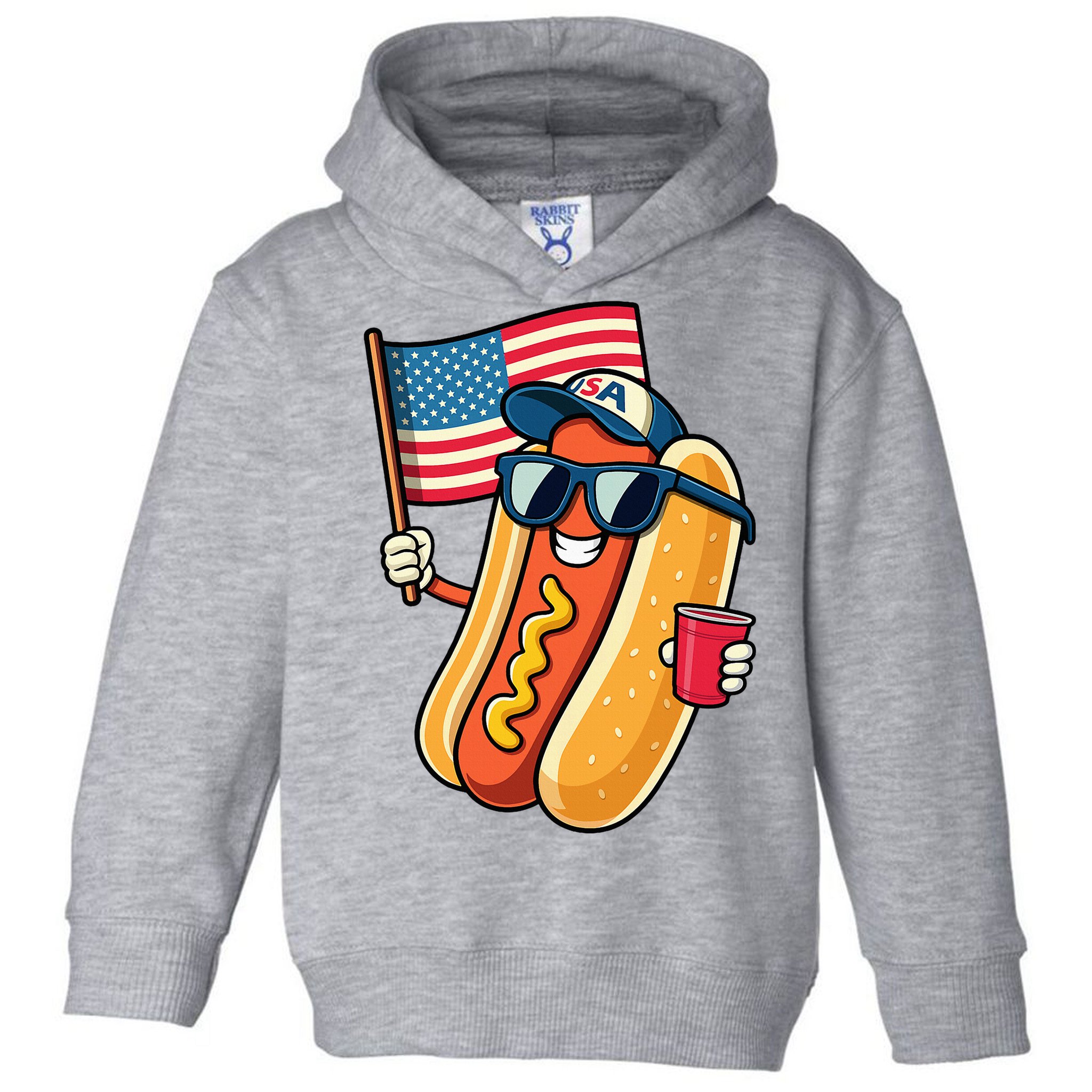 4th Of July Hotdog Funny Fourth Of July Patriotic Toddler Hoodie