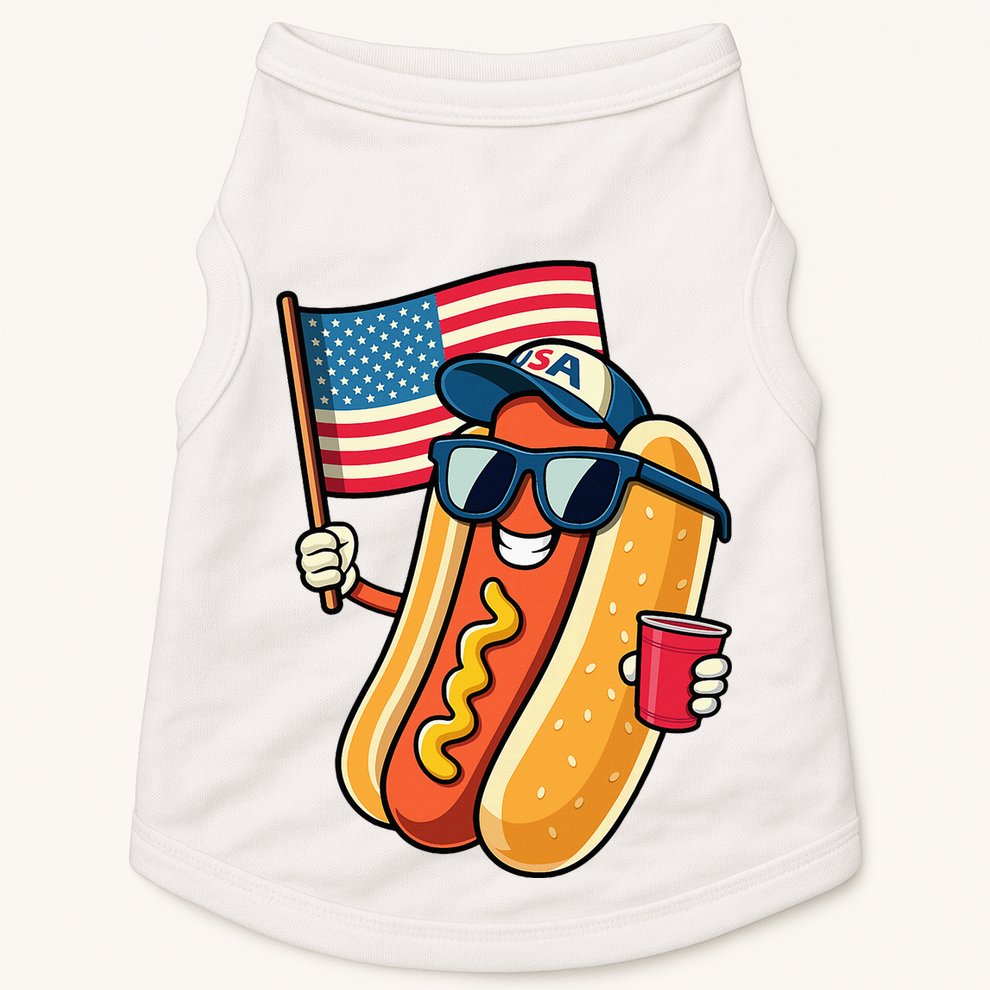 4th Of July Hotdog Funny Fourth Of July Patriotic Doggie Tank