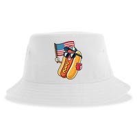4th Of July Hotdog Funny Fourth Of July Patriotic Sustainable Bucket Hat