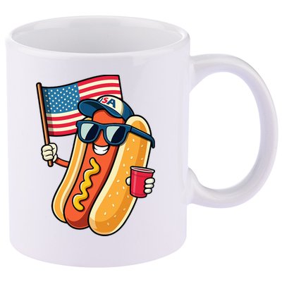 4th Of July Hotdog Funny Fourth Of July Patriotic 11oz C Handle Ceramic Mug