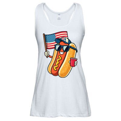 4th Of July Hotdog Funny Fourth Of July Patriotic Ladies Essential Flowy Tank
