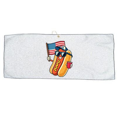 4th Of July Hotdog Funny Fourth Of July Patriotic Large Microfiber Waffle Golf Towel