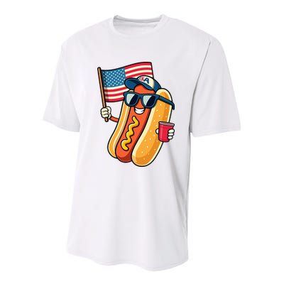 4th Of July Hotdog Funny Fourth Of July Patriotic Youth Performance Sprint T-Shirt