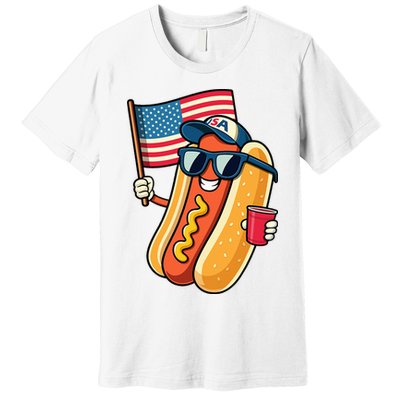 4th Of July Hotdog Funny Fourth Of July Patriotic Premium T-Shirt