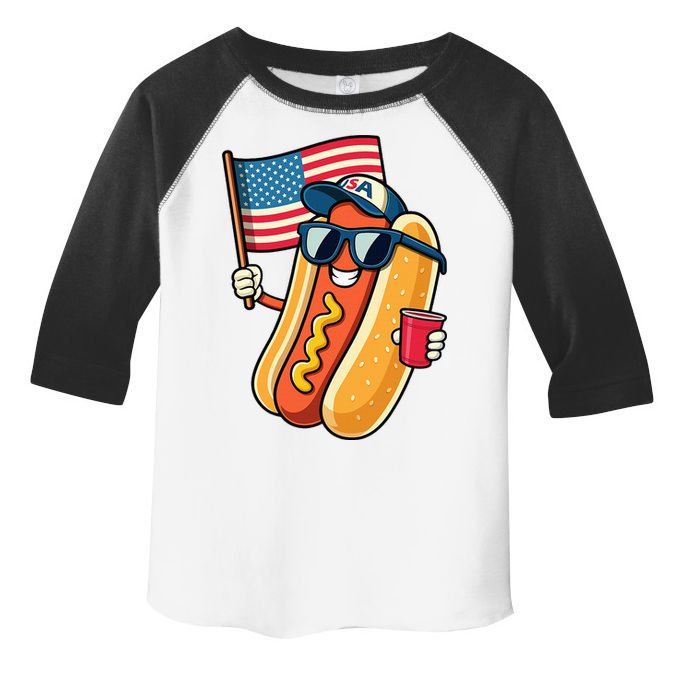 4th Of July Hotdog Funny Fourth Of July Patriotic Toddler Fine Jersey T-Shirt