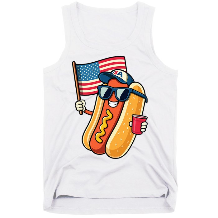 4th Of July Hotdog Funny Fourth Of July Patriotic Tank Top