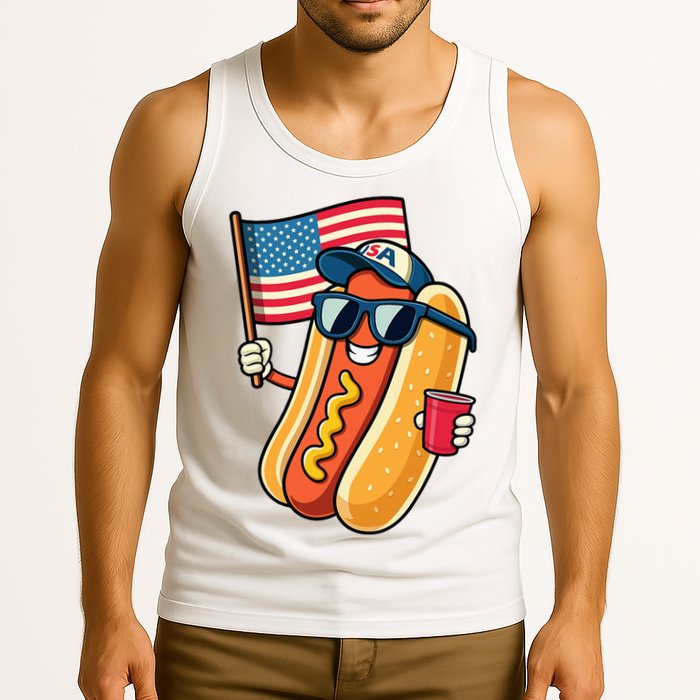 4th Of July Hotdog Funny Fourth Of July Patriotic Tank Top
