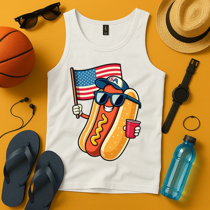 4th Of July Hotdog Funny Fourth Of July Patriotic Tank Top