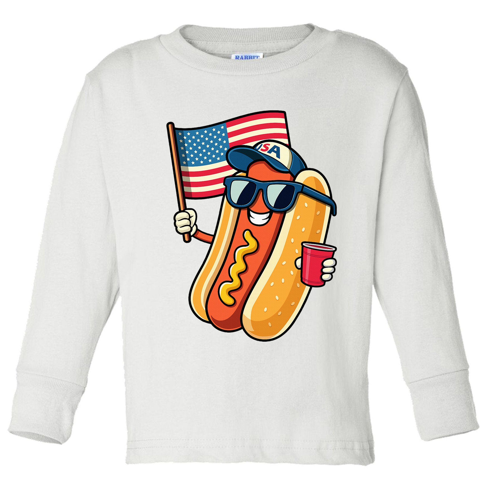 4th Of July Hotdog Funny Fourth Of July Patriotic Toddler Long Sleeve Shirt