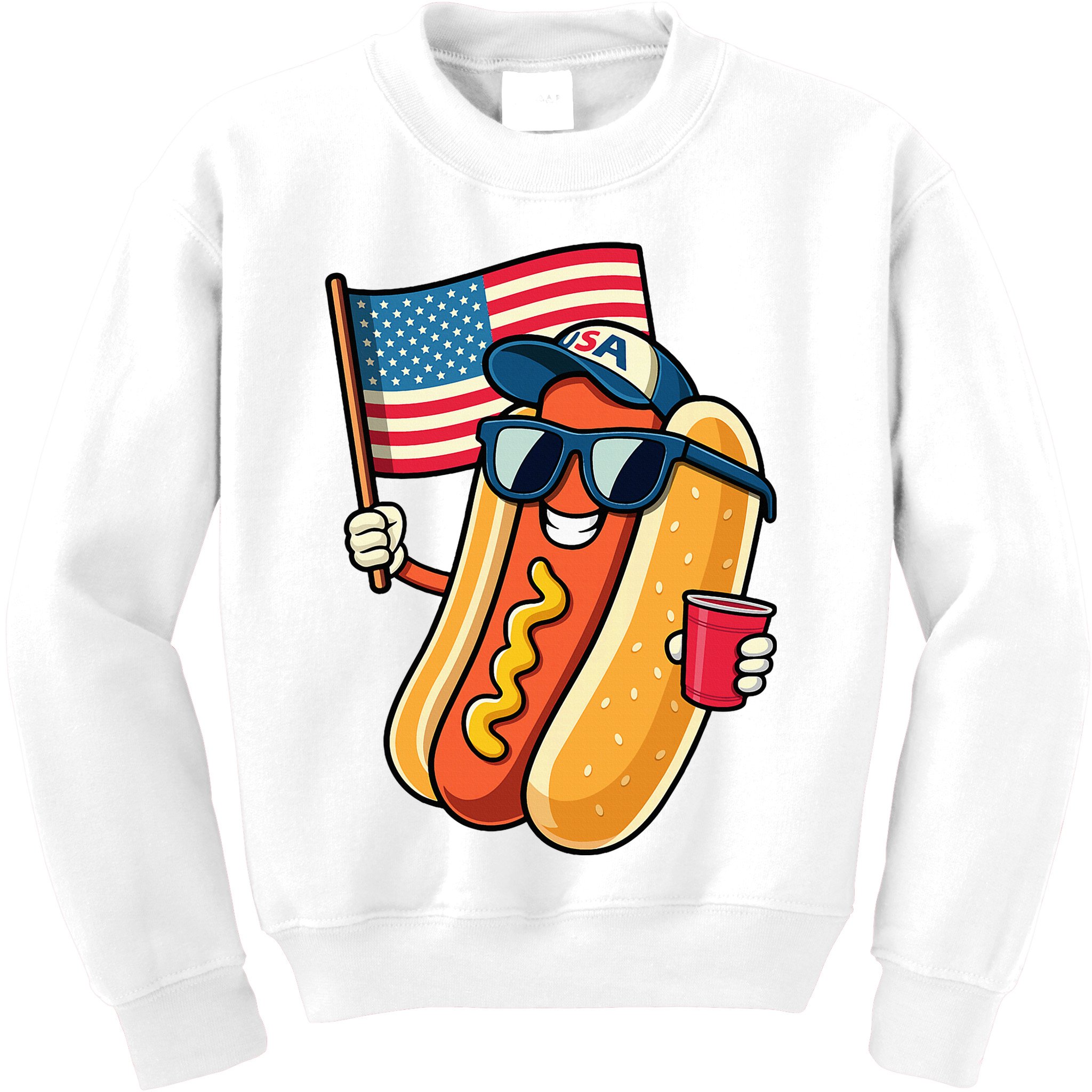 4th Of July Hotdog Funny Fourth Of July Patriotic Kids Sweatshirt