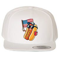 4th Of July Hotdog Funny Fourth Of July Patriotic Wool Snapback Cap