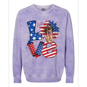 4th of July Decor Patriotic LOVE German Shepherd Dog USA Colorblast Crewneck Sweatshirt